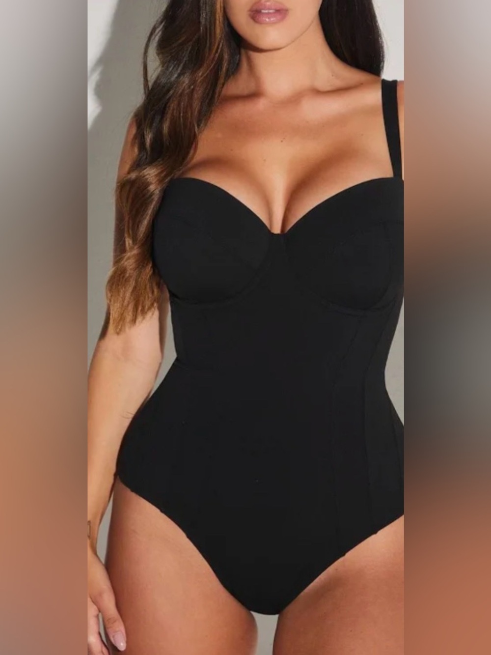 New Ta3 Black Lushy Contour Swimsuit. Size Medium Regular/Long. F/G Cup